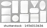 White paper labels. Blank label stickers, sticky papers tags and sign shapes. A4 square card label sticker or rectangular triangle sticky notice tags. Isolated vector icons set