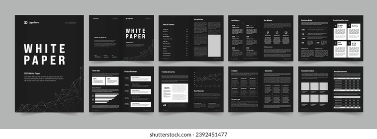 diseño de papel blanco o diseño del folleto del informe sobre papel blanco