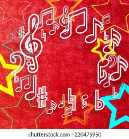 White Paper Music Note on the Red Luxury Background . Vector Illustration .