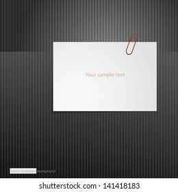 white paper name card with the red paper clip for your text. vector.