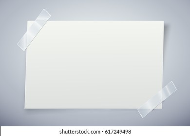 White paper note with the adhesive tape. Vector illustration