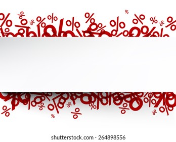 White paper note background over percent signs. Promotion coupon. Vector illustration. 