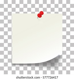 White paper note with the red button, ready for your message - Stock Vector.
