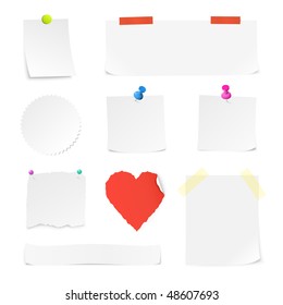 White paper notes in different shapes and sizes.