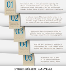 White paper numbered banners. Vector design template