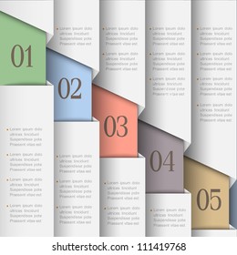  White paper numbered banners. Vector design template