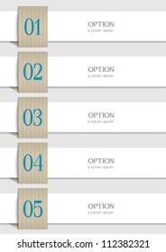  White paper numbered banners.Vector design template