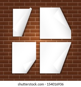 White paper on brick wall - Vector illustration