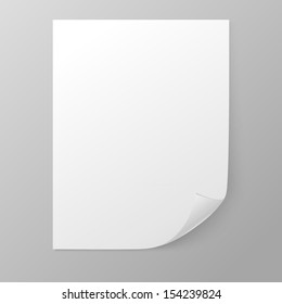 White paper on grey background. Vector illustration.