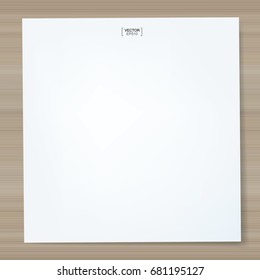 White paper on wood background. Vector illustration.