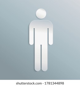 White paper One man pictogram Infographic design on blue grey background. Vector illustration. Eps 10 vector file.