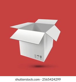 White Paper open carton Box Mockup Design vector Background.