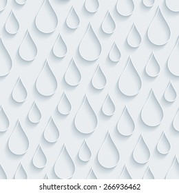 White paper with outline extrude effect. Raindrops 3d seamless background. Halftone vector EPS10.