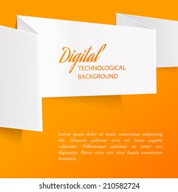 White paper over orange background. Vector illustrtion.