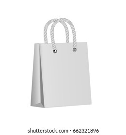 White paper package on a white background. Blank paper bag . Mock up. 3d. Isolated on white