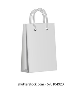White paper package on a white background. Blank paper bag . Mock up. 3d
