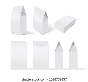 white paper packaging mock up vector view from different sides