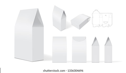 white paper packaging mock up vector view from different sides