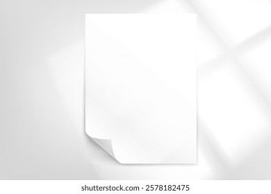 White paper page on bright background with bended corner