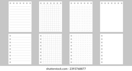 White paper pages of a tear off notebook. Vector illustration. EPS 10. S