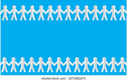 Fondo azul aislado del borde del pueblo del papel blanco, ilustración del vector