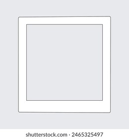 White paper photo frame, instant photo border, square photograph vector.