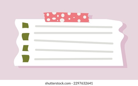 White paper piece concept. Place for text and notes. Planning and setting goals and objectives, reminder. Time management and organization of efficient workflow. Cartoon flat vector illustration