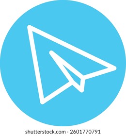 White Paper Plane In Blue Circle