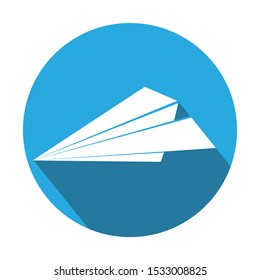 White paper plane flat icon, Vector illustration