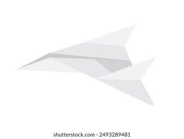 White paper plane flying, cute idea of letter and online message vector illustration