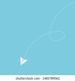 The white paper plane flying down to slump, The business make a wrong. 