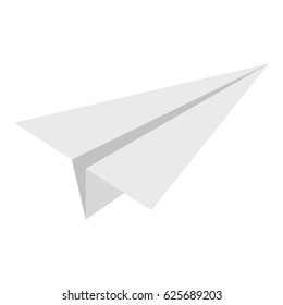 White paper plane icon flat isolated on white background vector illustration