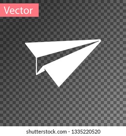 White Paper plane icon isolated on transparent background. Paper airplane icon. Aircraft sign. Vector Illustration