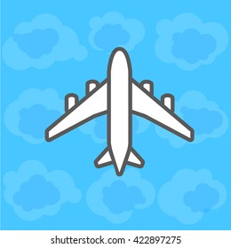 White paper plane icon isolated on blue