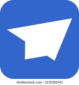 Icono de plano de papel blanco sobre fondo azul, icono de recurso compartido, icono de mensaje directo
