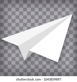 White paper plane isolated on chequered background