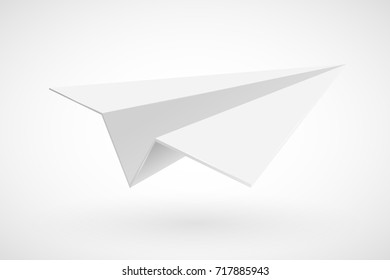 White paper plane isolated on white. Vector illustration