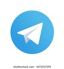Белая бумага плоскость на синем фоне. Векторная иллюстрация. иконка Telegram