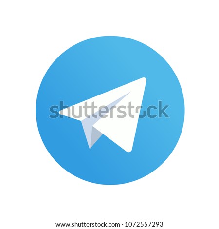 White paper plane on blue background. Vector illustration. Telegram icon