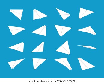 White paper planes collection with different views and angles