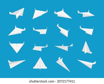 White paper planes collection with different views and angles