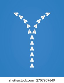 White paper planes diverging into multiple directions, symbolizing flexibility, choice, and exploring new possibilities