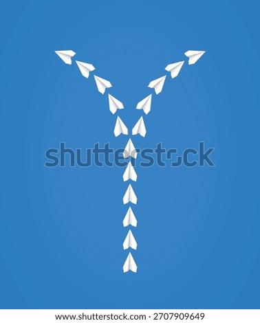 White paper planes diverging into multiple directions, symbolizing flexibility, choice, and exploring new possibilities