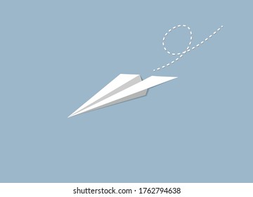 White paper planes on blue background. Business competition concept.