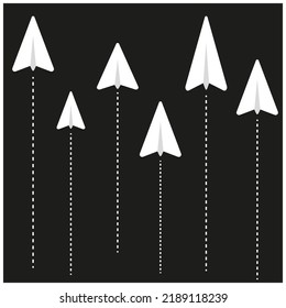 White paper planes. Origami icon. Travel concept. Business concept. Vector illustration. stock image.