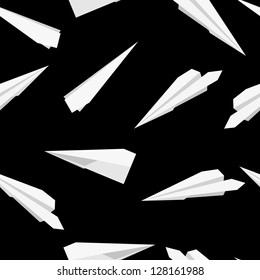 White  Paper planes, seamless wallpaper, vector illustration