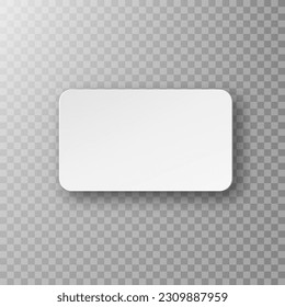 White Paper Or Plastic Business Card Or Pass Isolated On Transparent Background.EPS10 Vector