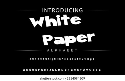 White Paper Playful style font design, childish alphabet letters and numbers vector illustration
