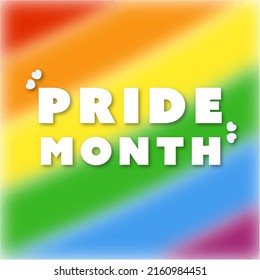 El Libro Blanco Orgullo Mes Fuente Con Corazones Contra El Borroso Fondo De La Banda Arcoiris.