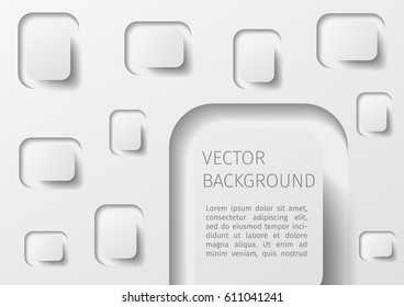 White Paper rectangular abstract background banner with drop shadows. Vector illustration.